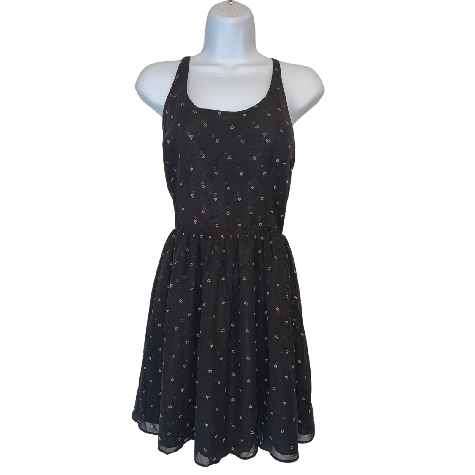 Princess By Vera Wang Cutout Back Dress Size Pink Heart Print M Euc